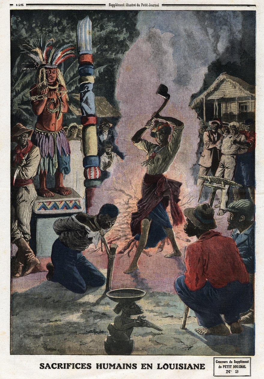 Menselijke offers in Louisiana. Gravure in 