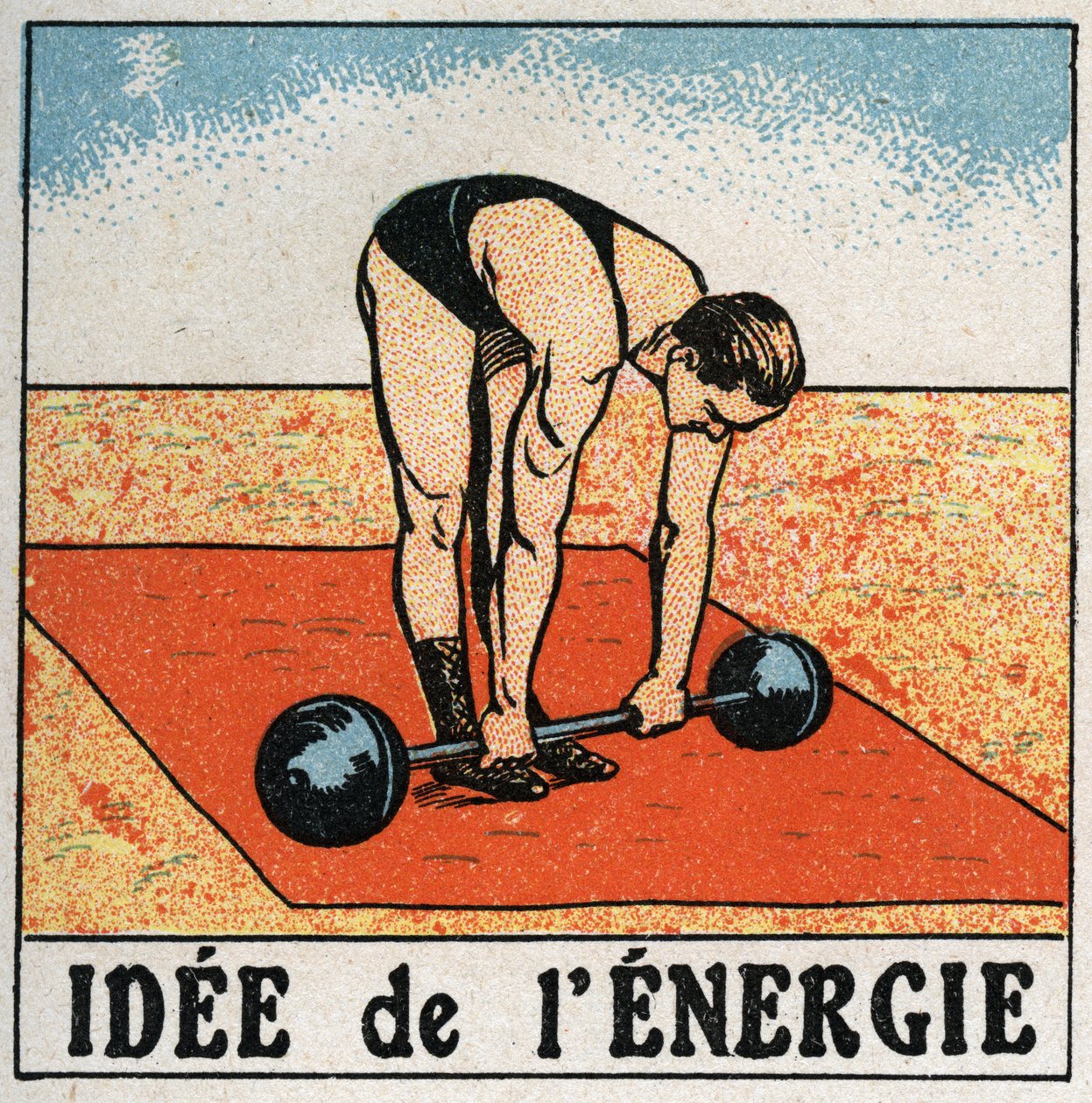 Idee van energie: atleet die een gewicht heft door Anonymous Anonymous