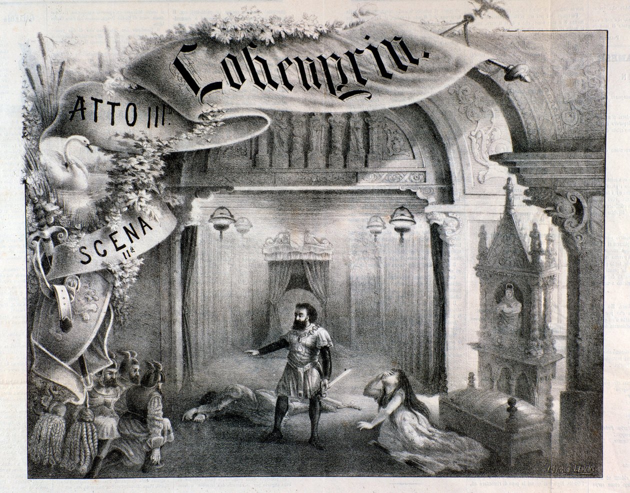 Illustratie voor scène 2, act III van Lohengrin, opera door Wagner door Anonymous Anonymous