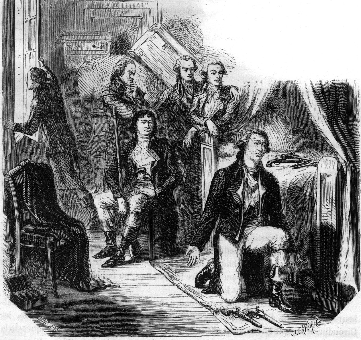 Les Girondins in de nacht van 31 mei 1793 (de val van de Girondins) - Gravure in 