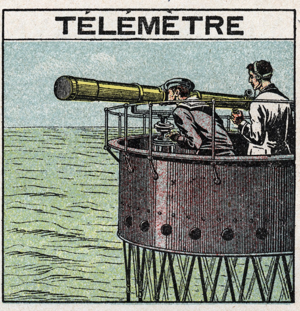Lichtreflectie: de telemeter gebruikt voor navigatie. Anonieme illustratie uit 1925. Privécollectie. door Anonymous Anonymous