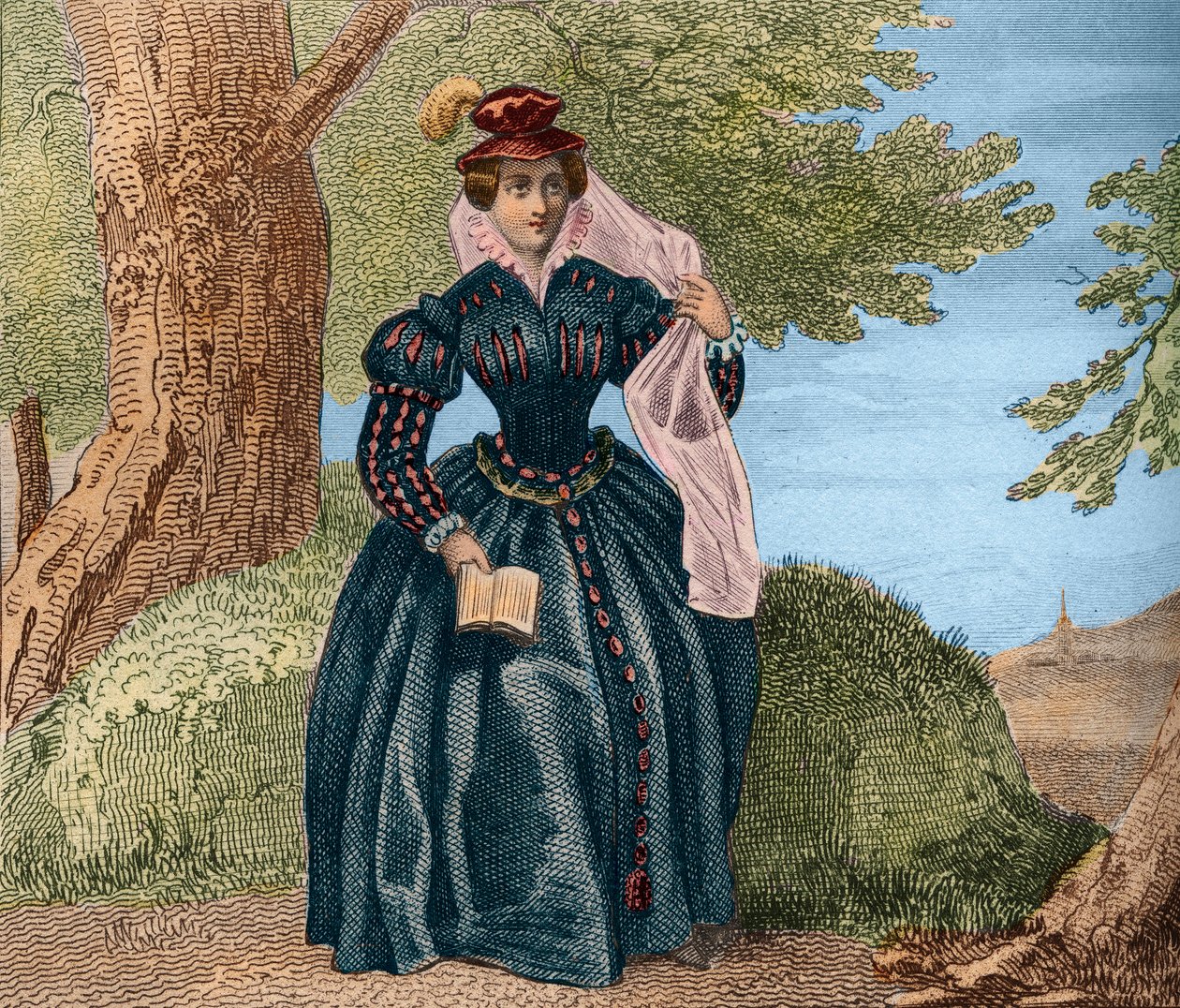 Maria Stuart, Koningin van Schotland (1542-1587). Gravure uit 1859 in 