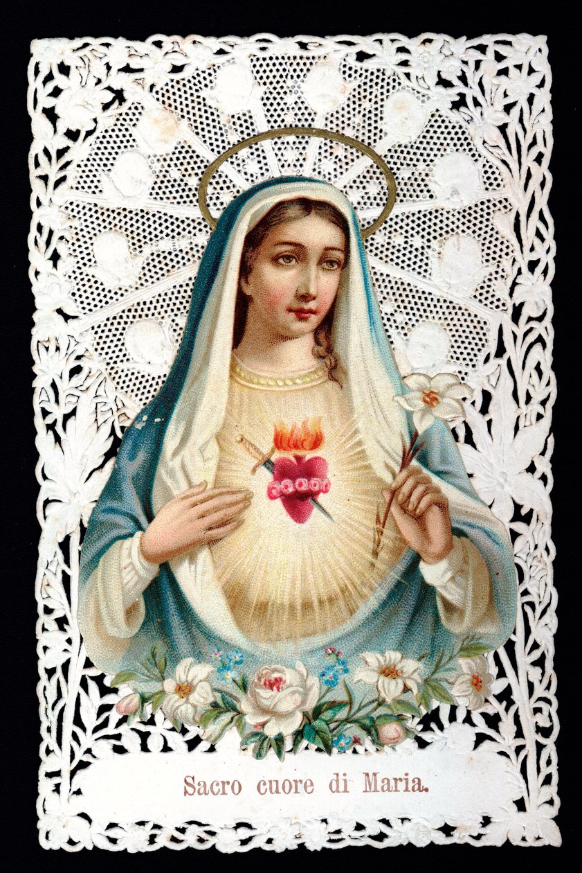 Mater dolorosa Heilig hart. Vrome afbeelding. Chromolithografie met découpage en dentel. Begin 20e eeuw Privécollectie door Anonymous Anonymous