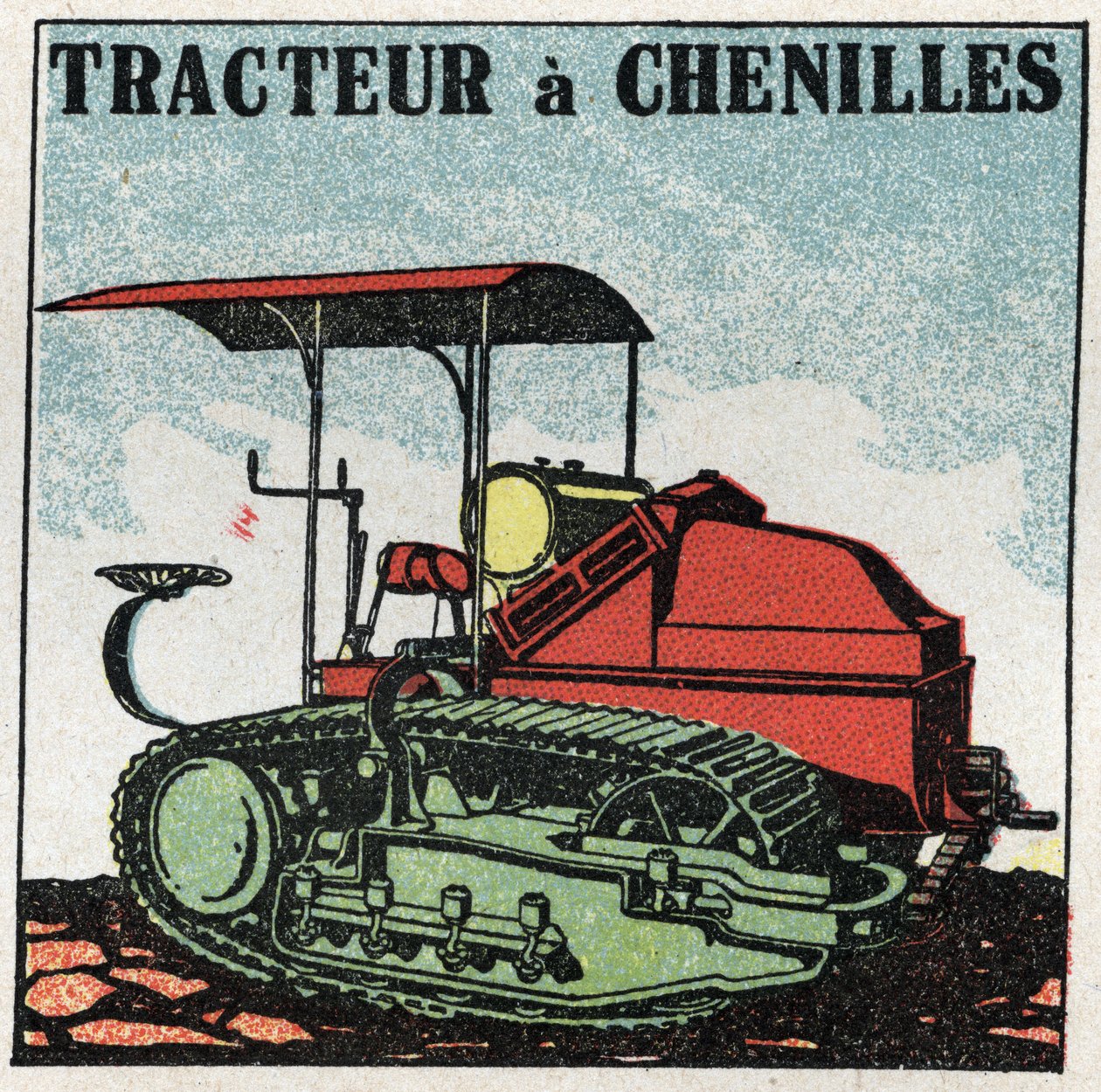 Mechanische tractie: rupsvoertuig. Anonieme illustratie uit 1925. Privécollectie. door Anonymous Anonymous
