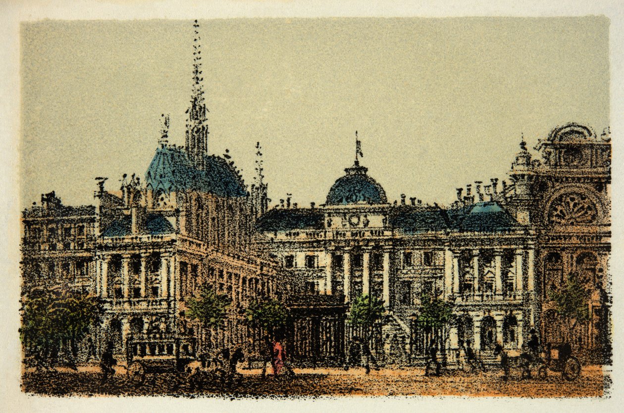 Parijs in 1874: Het Paleis van Justitie en de Sainte Chapelle - privécollectie door Anonymous Anonymous