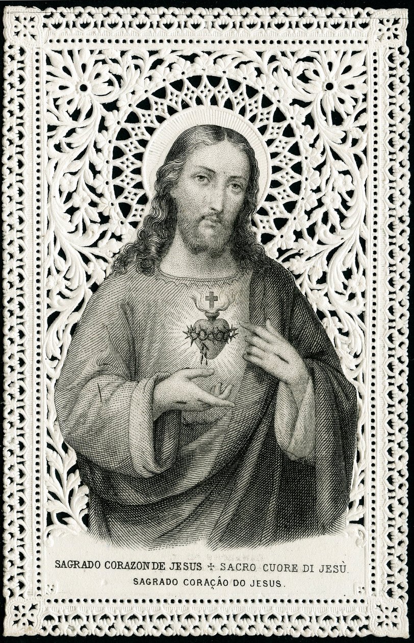 Vrome afbeelding: Jezus met heilig hart (gravure) door Anonymous Anonymous