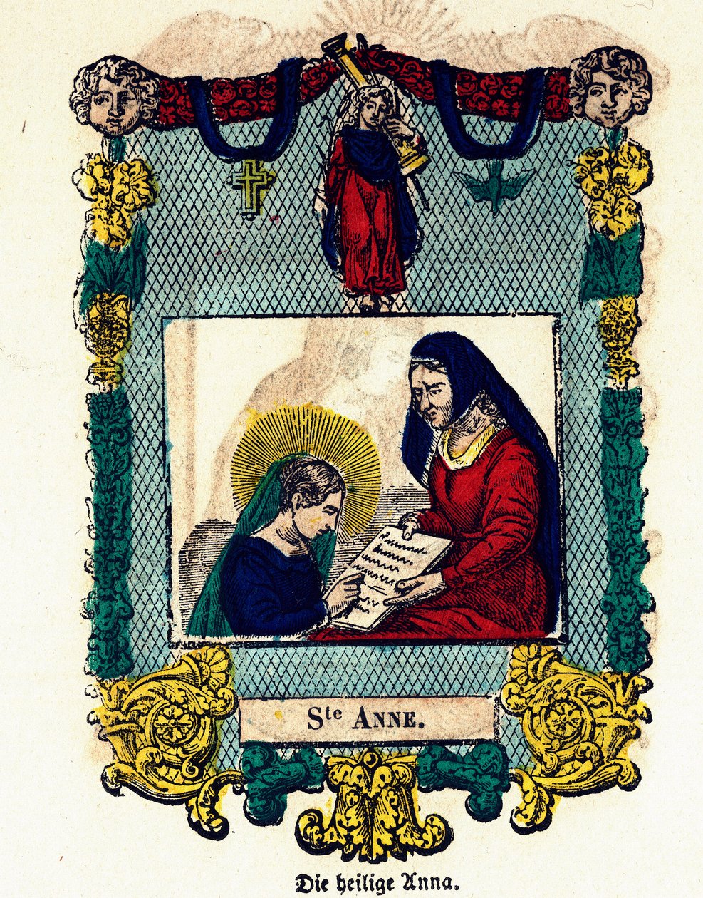 Vrome afbeelding: Sint Anna. Gravure uit de 19e eeuw door Anonymous Anonymous
