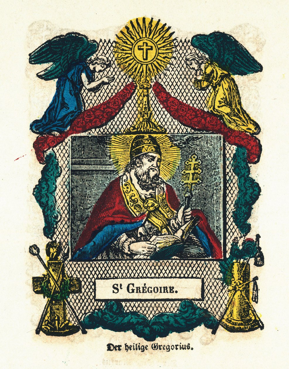 Vrome afbeelding: Sint Gregorius I de Grote. Gravure uit de 19e eeuw Privécollectie door Anonymous Anonymous