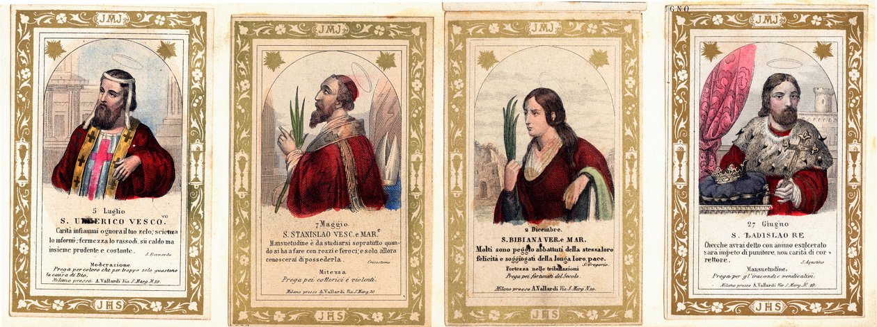 Vrome afbeelding: Sint Ulrich van Augsburg, Sint Stanislaus, Sint Bibiana, Sint Ladislas I van Hongarije door Anonymous Anonymous