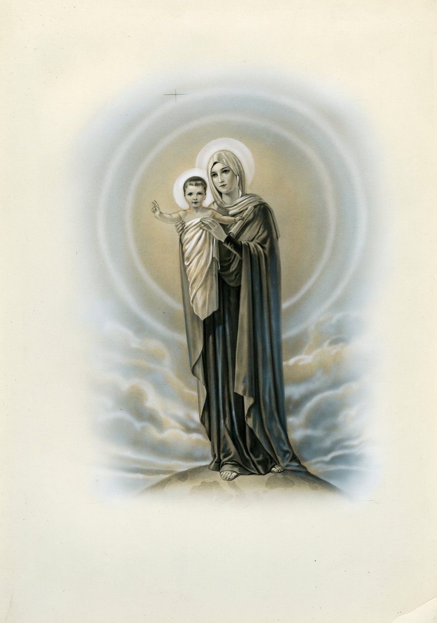 Vrome afbeelding: Maagd en kind (gravure) door Anonymous Anonymous