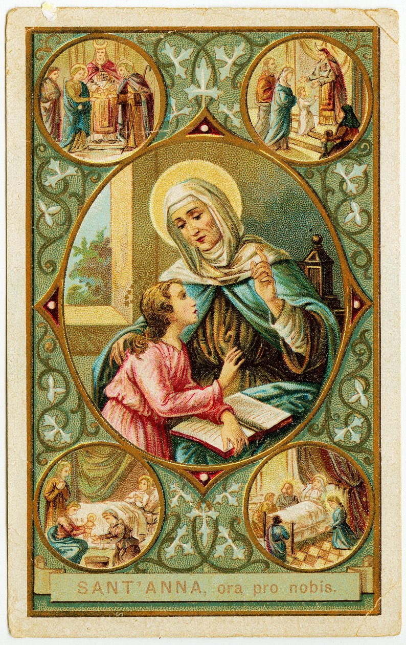 Vrome afbeelding: Scènes uit het leven van Sint Anna, De bruiloft, de geboorte van Maria, de presentatie in de tempel en de dood door Anonymous Anonymous