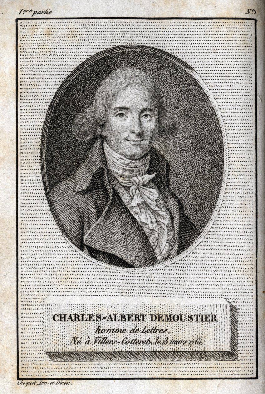 Portret van Charles Albert Demoustier (1760-1801), Franse schrijver. Gravure uit 1819 in 