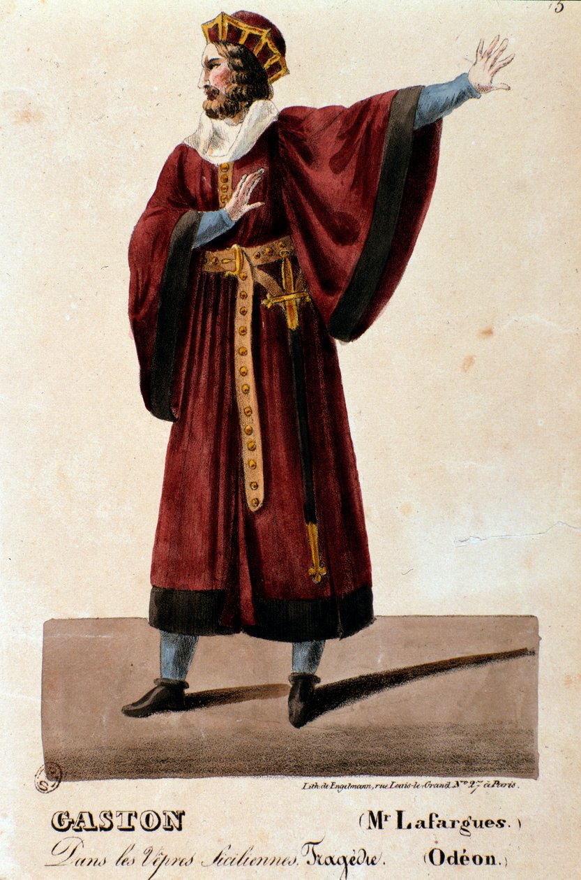 Portret van Gaston vertolkt door Lafargues in De Siciliaanse Vespers (I vespri siciliani), opera van Giuseppe Verdi door Anonymous Anonymous