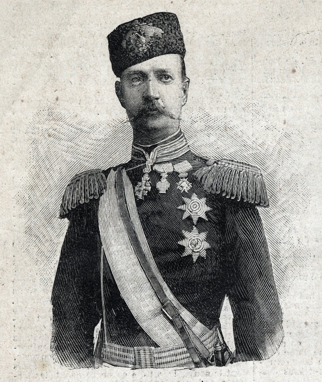Portret van George I Koning van Griekenland (1845-1913). Gravure in 