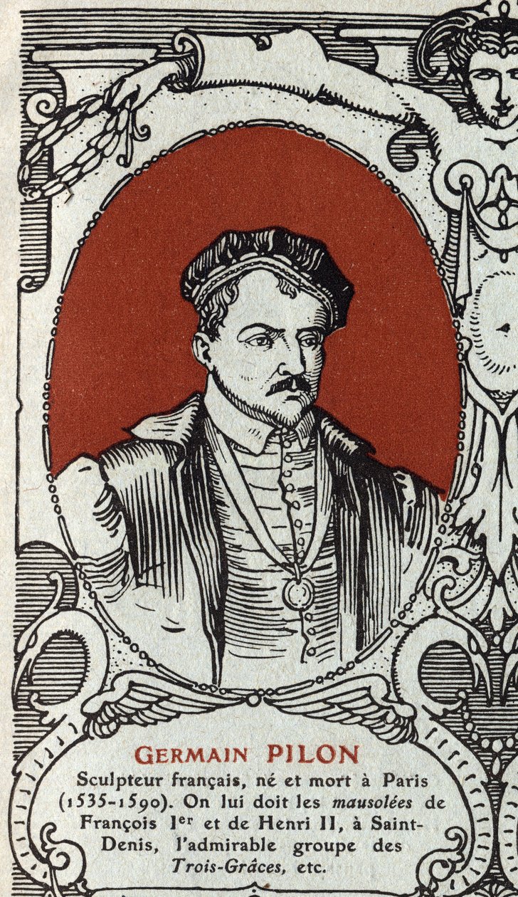 Portret van Germain Pilon (1535-1590), Franse beeldhouwer. Gravure uit 1914. Privécollectie. door Anonymous Anonymous