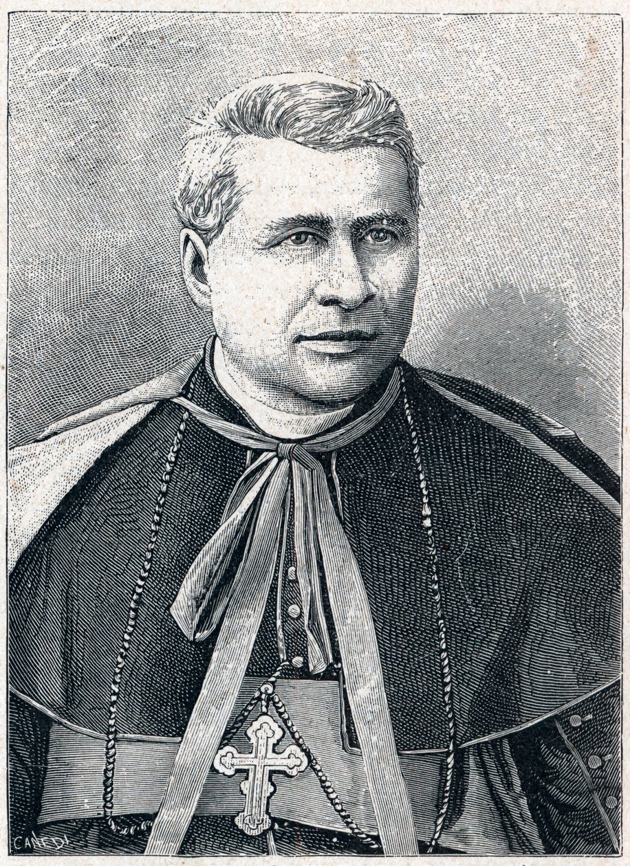 Portret van Giovanni Simeoni (1816-1892), Italiaanse kardinaal. Gravure in Les Missions Catholiques au XIXe Siècle door Louis-Eugene Louvet. Privécollectie. door Anonymous Anonymous