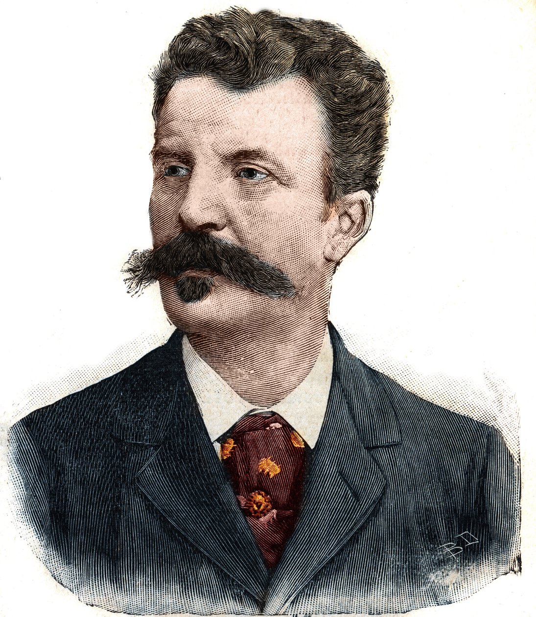 Portret van Guy de Maupassant (1850-1893) Franse schrijver. Gravure in 