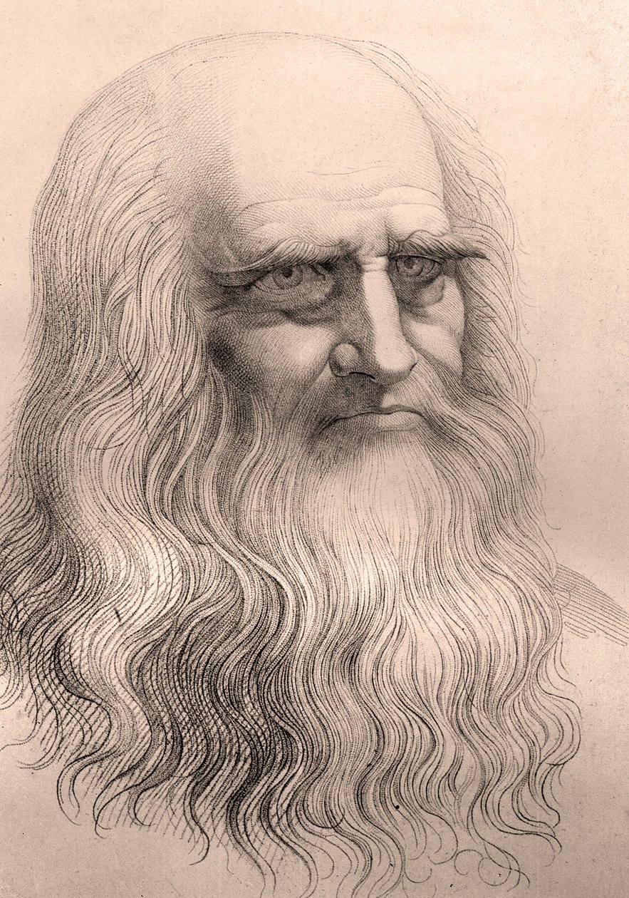 Portret van Leonardo Da Vinci naar zijn zelfportret. door Anonymous Anonymous