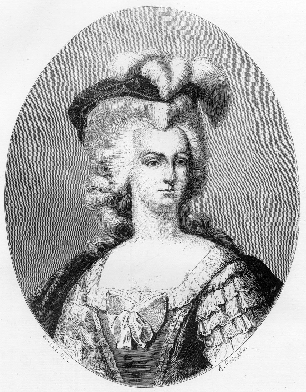 Portret van Marie Antoinette (1755-1793), Koningin van Frankrijk - Gravure uit 1863 in 