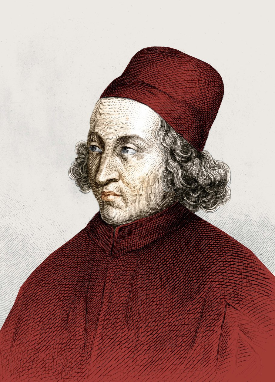 Portret van Marsilio Ficino, genoemd in het Frans Marsile Ficin (1433 - 1499), gravure 18e eeuw door Anonymous Anonymous