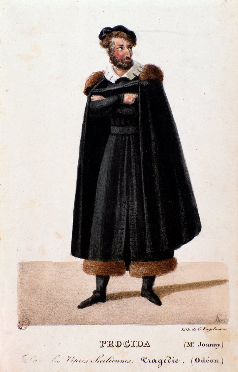 Portret van Procida vertolkt door Joanny in De Siciliaanse Vespers (I vespri siciliani) opera van Giuseppe Verdi door Anonymous Anonymous