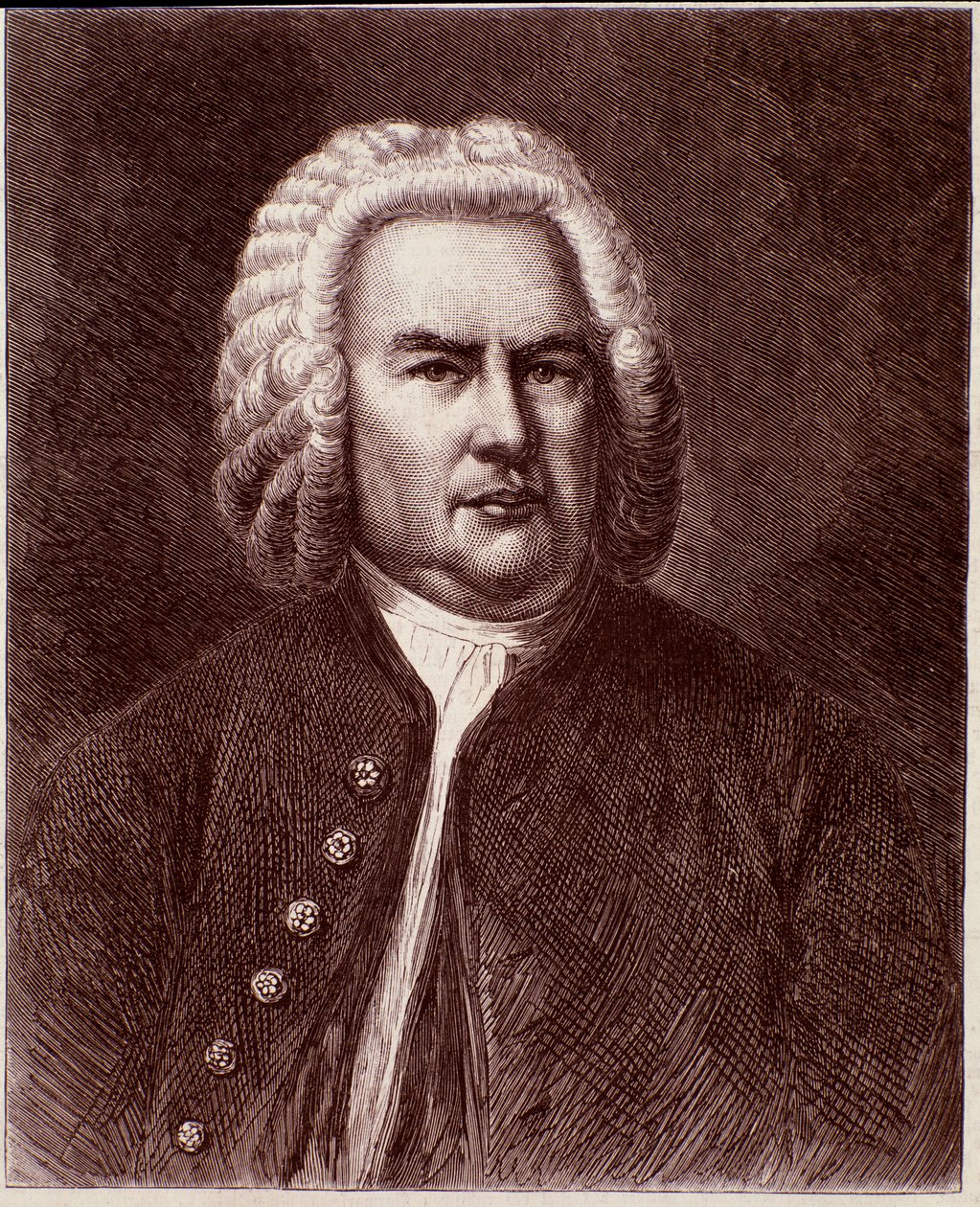 Portret van de Duitse componist Johann Sebastian Bach (Gravure. 19e eeuw) door Anonymous Anonymous