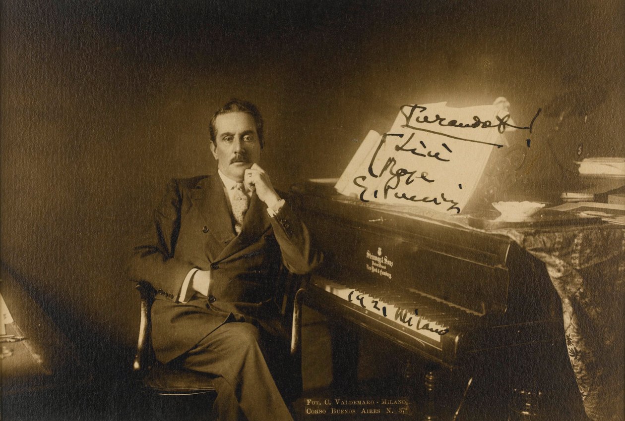 Portret van de componist Giacomo Puccini (1858-1924) door Anonymous Anonymous