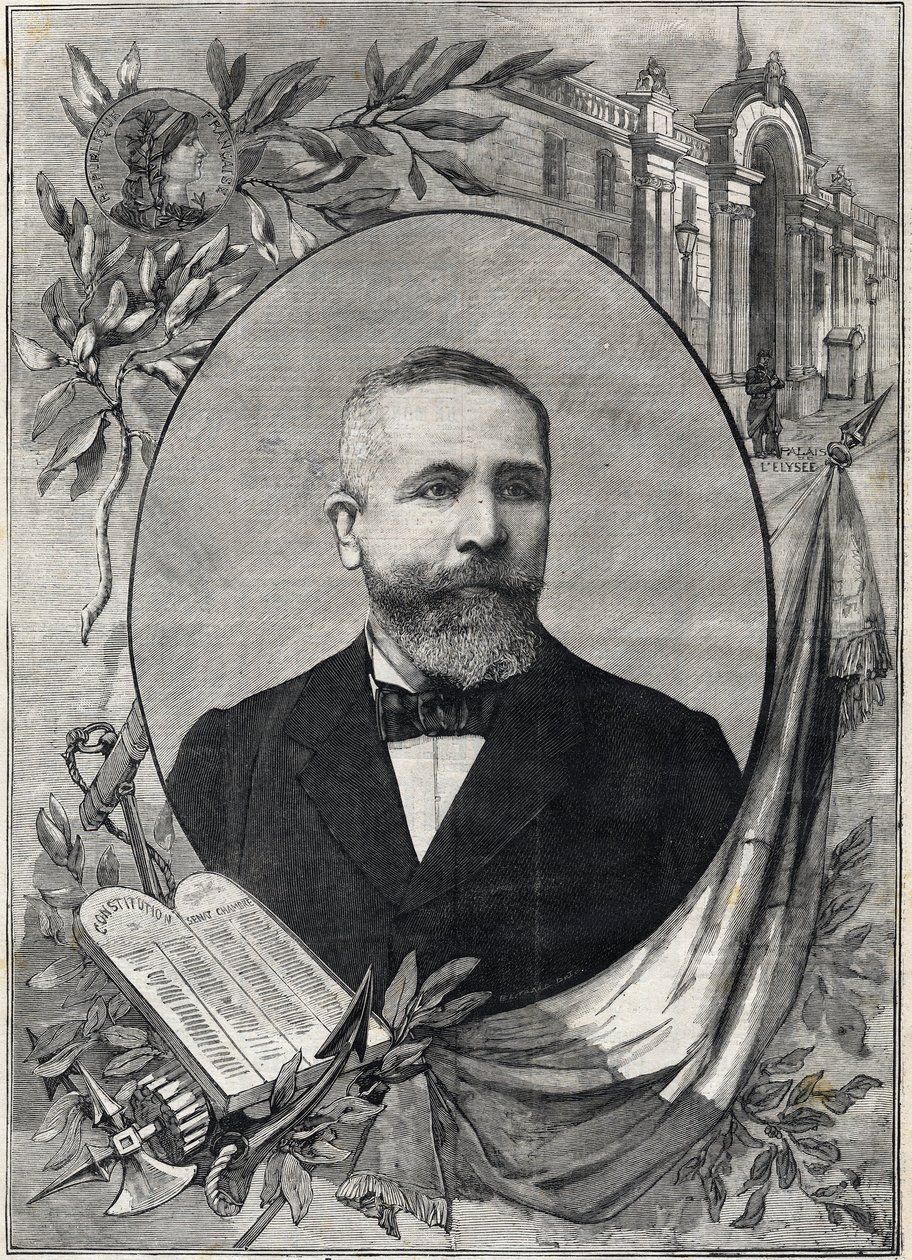 Portret van de nieuwe Franse president Emile Loubet (1838-1929) gekozen op 18 februari 1899. Gravure. In 