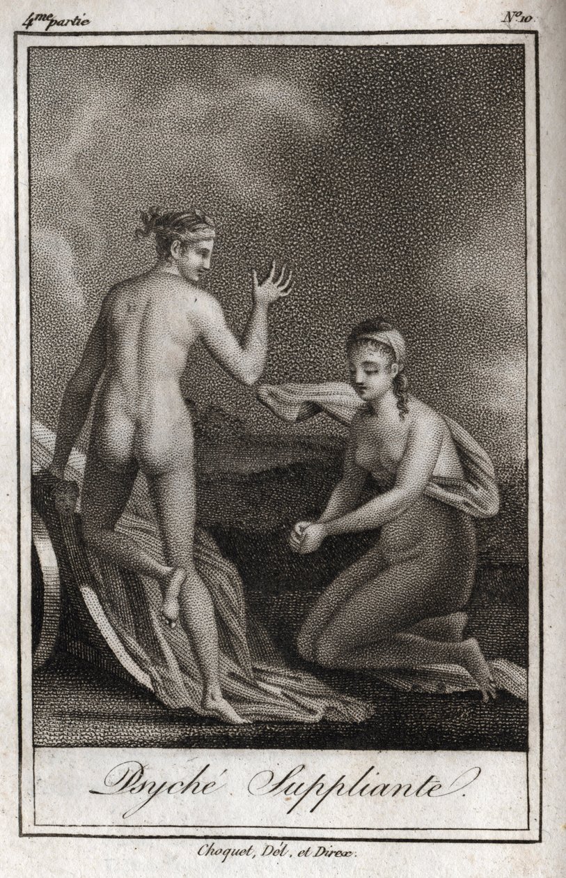 Psyche smekend. Gravure uit 1819 in 