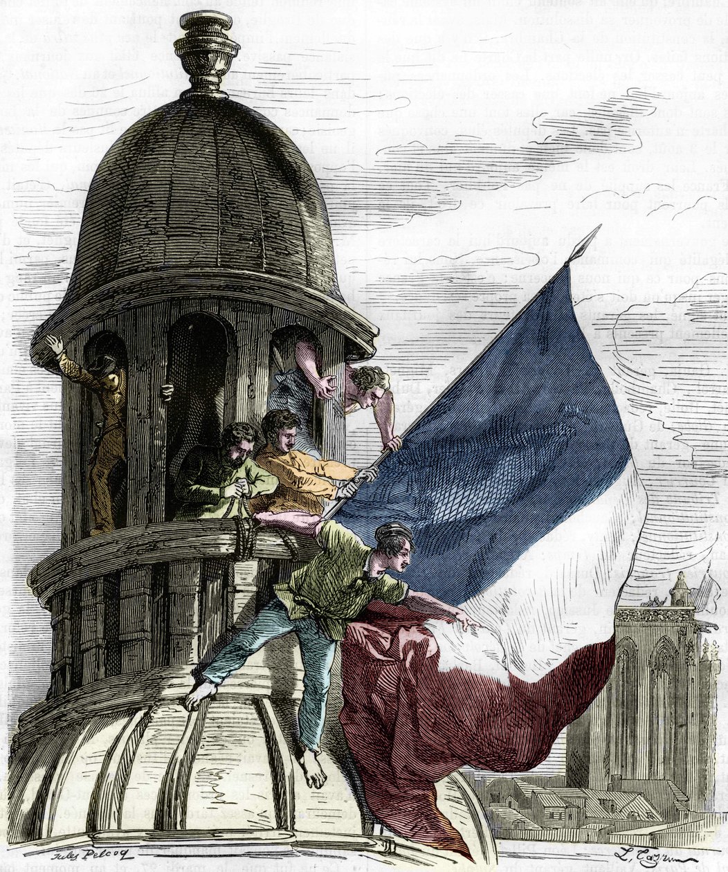 Revolutie van 1830: de driekleurige vlag op het stadhuis. door Anonymous Anonymous