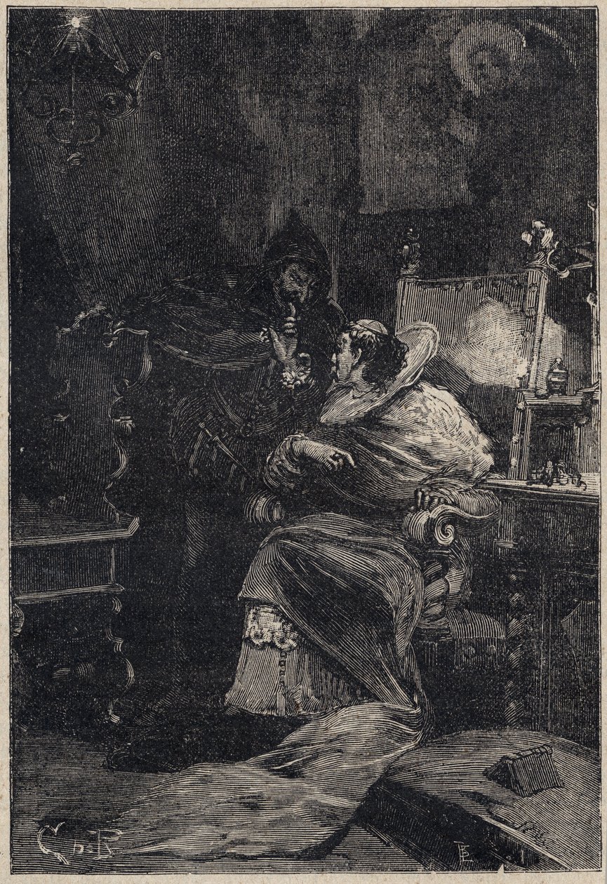 Rodrigo Borgia en Ascanio Maria Sforza Visconti (1455-1505) - gravure uit 