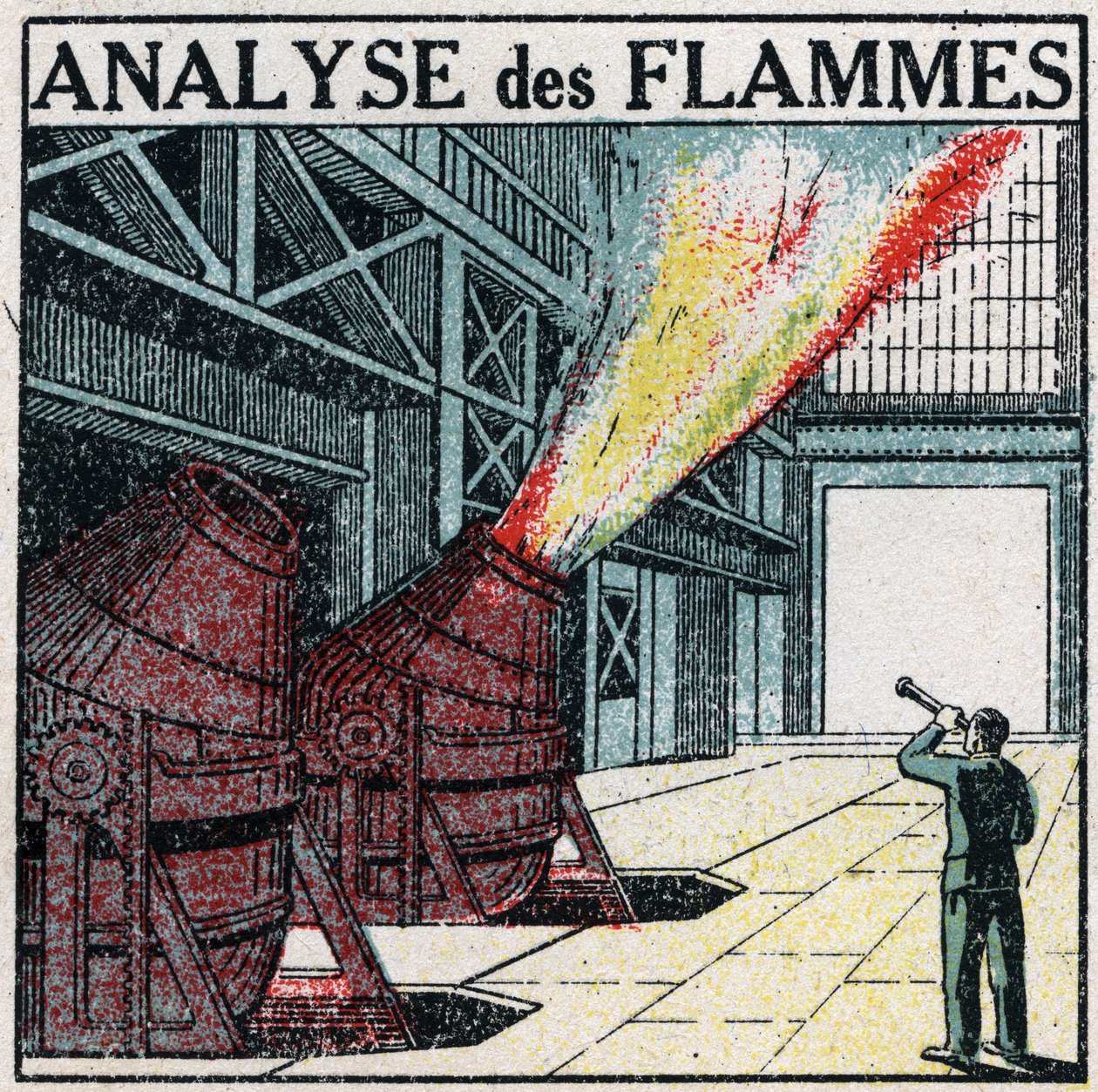 Spectrale analyse: vlamanalyse. Anonieme illustratie uit 1925. Privécollectie. door Anonymous Anonymous