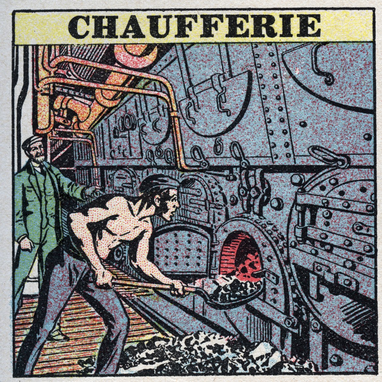 Stoomgeneratoren: ketelhuis. Anonieme illustratie uit 1925. Privécollectie. door Anonymous Anonymous