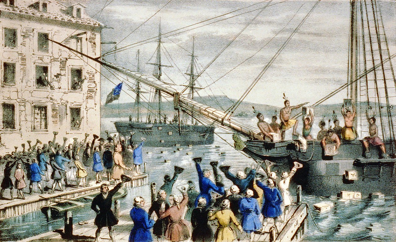 De Boston Tea Party: Theevernietiging in de haven van Boston door Anonymous Anonymous