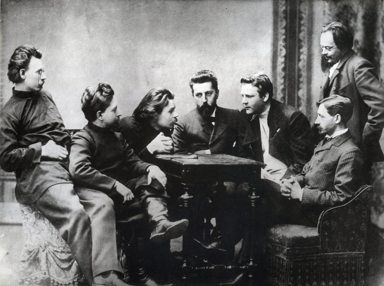 De Moskouse Literaire Sreda - Leden van de literaire kring Sreda, gevormd in de tweede helft van de jaren 1890 door Russische realistische schrijvers - Portretten van Russische intellectuelen van de literaire groep Znanie door Anonymous Anonymous