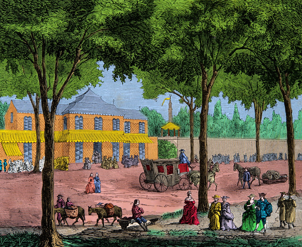 Het Turkse café op de Boulevard du Temple in Parijs in 1780 - Gravure - Privécollectie door Anonymous Anonymous