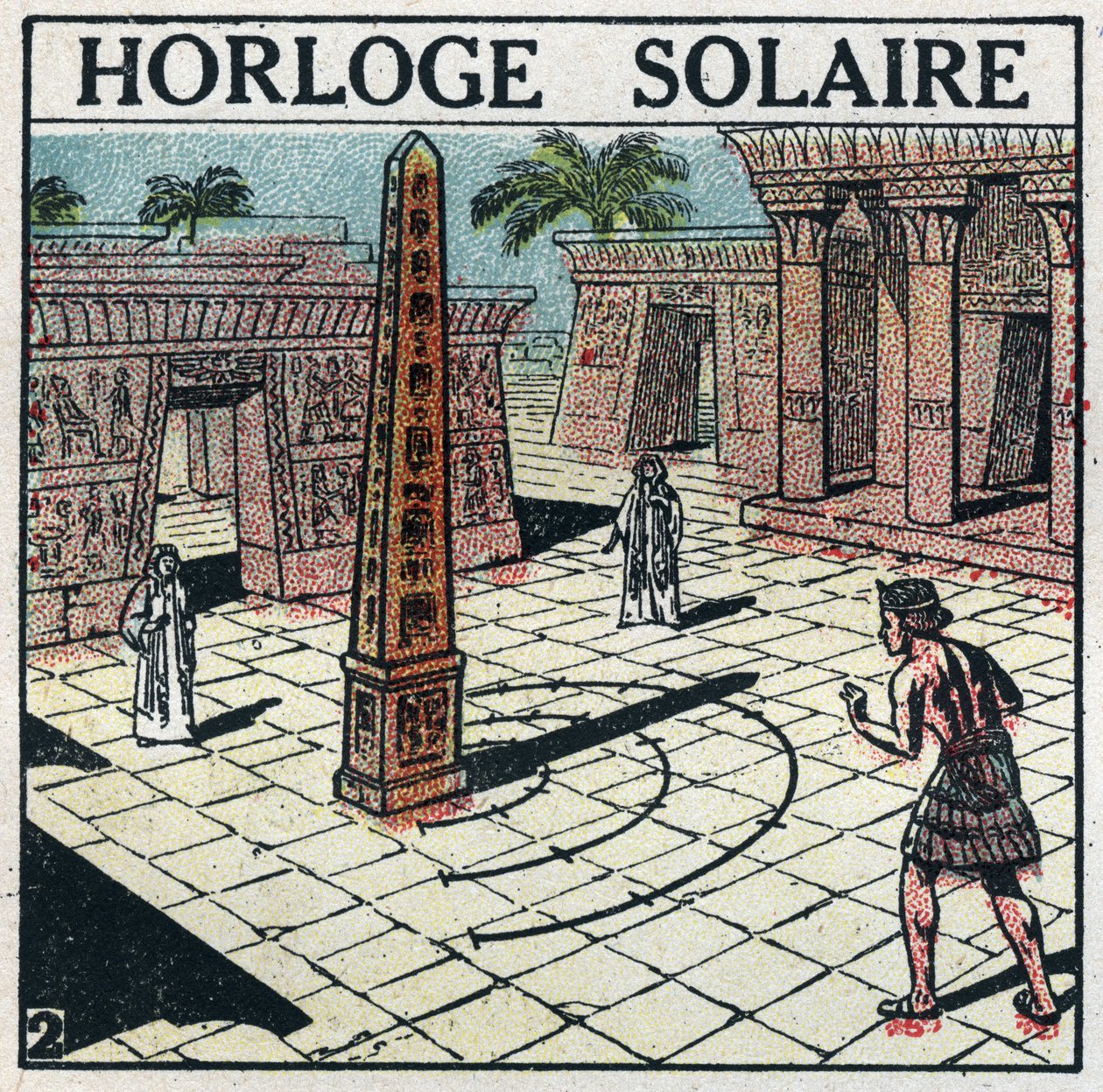 Tijd: zonnewijzer gebruikt in het oude Egypte. Anonieme illustratie uit 1925. Privécollectie. door Anonymous Anonymous