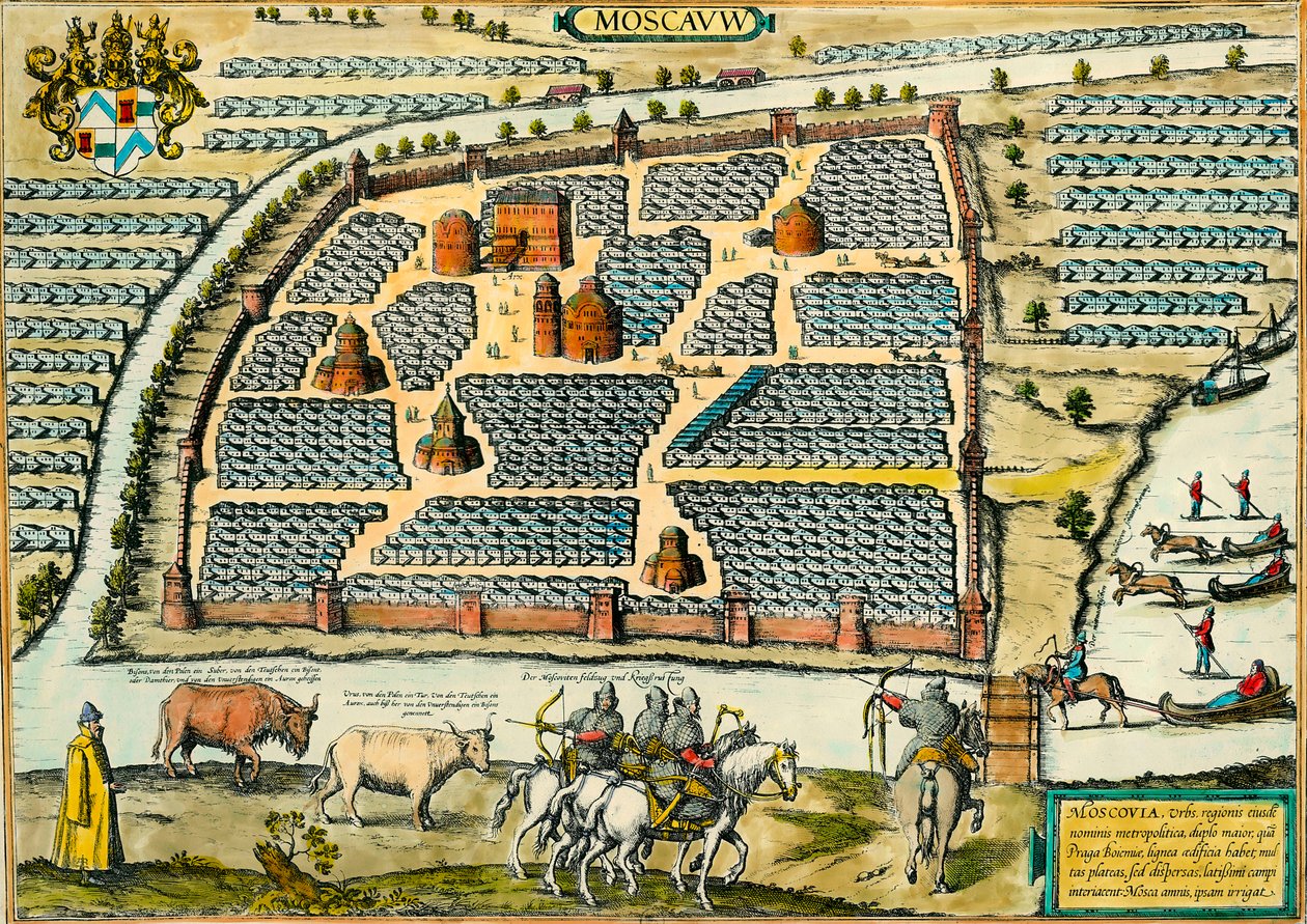 Uitzicht op Moskou in de Middeleeuwen. Gravure. Privécollectie. door Anonymous Anonymous
