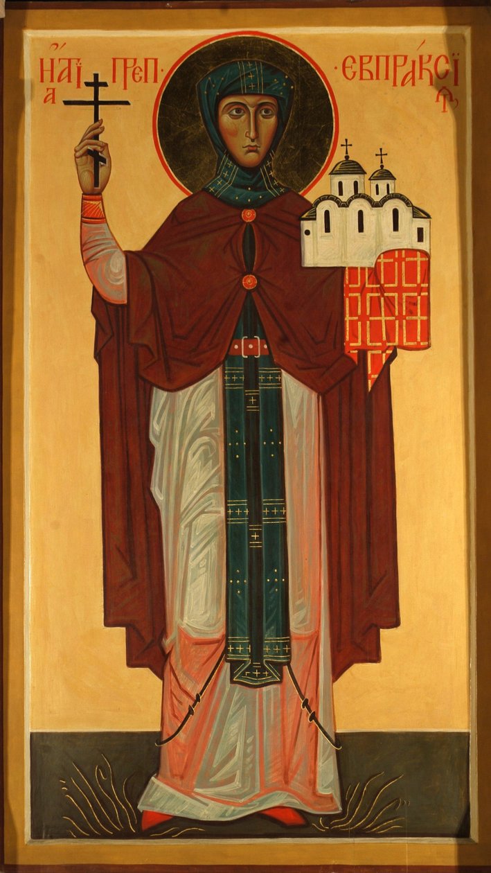 Heilige Eupraxia, Prinses van Pskov door Anonymous Russian icon painter
