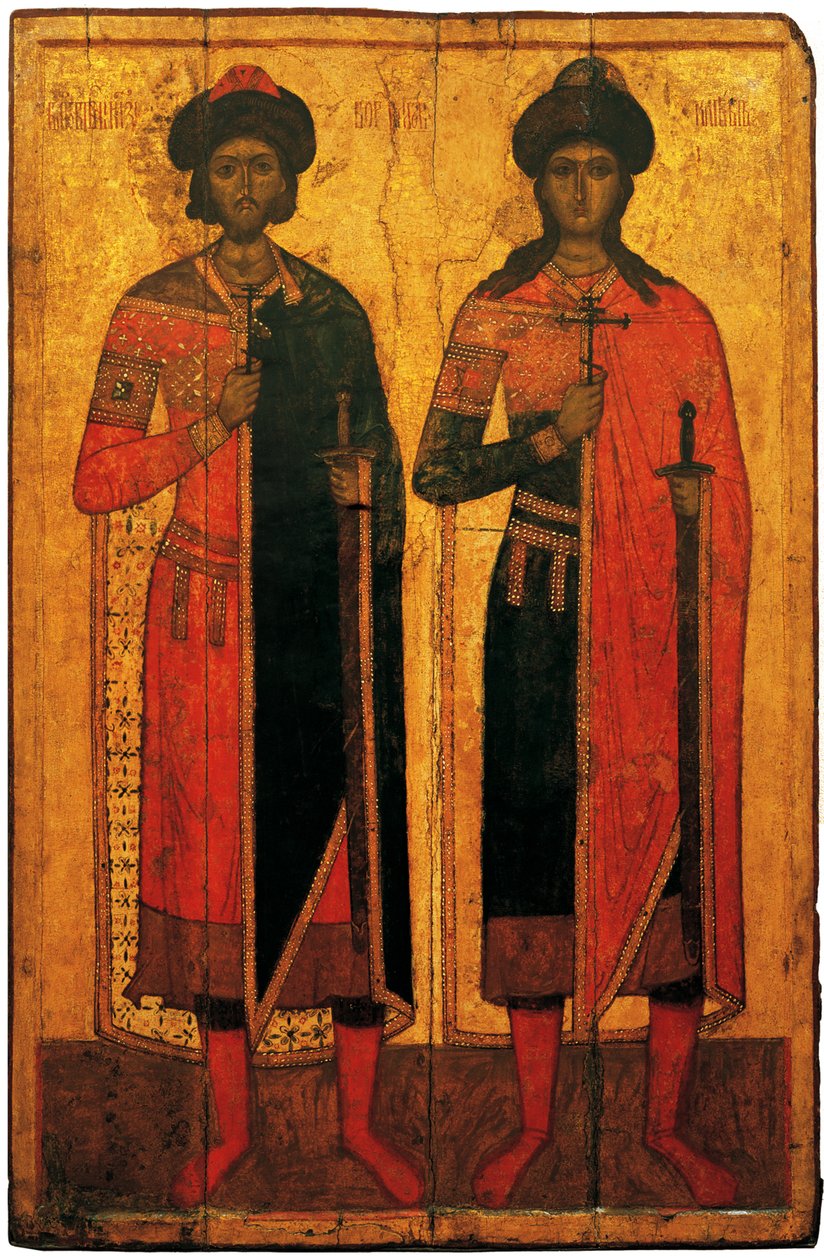Heiligen Boris en Gleb door Anonymous Russian icon painter