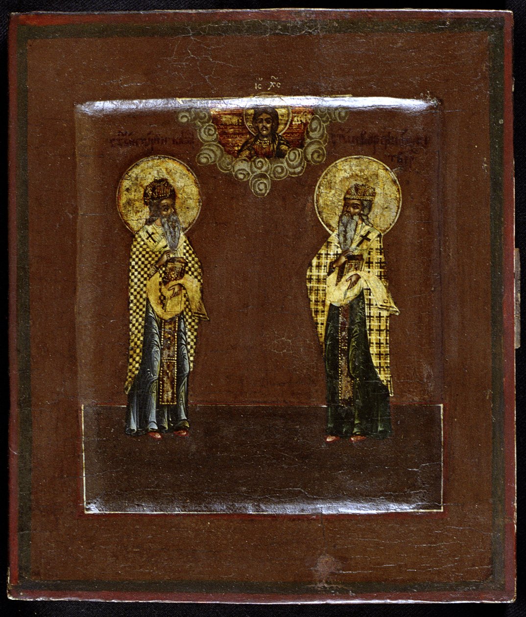 Heiligen Gurias van Kazan en Varsonofius van Tver, 17e eeuw door Anonymous Russian icon painter
