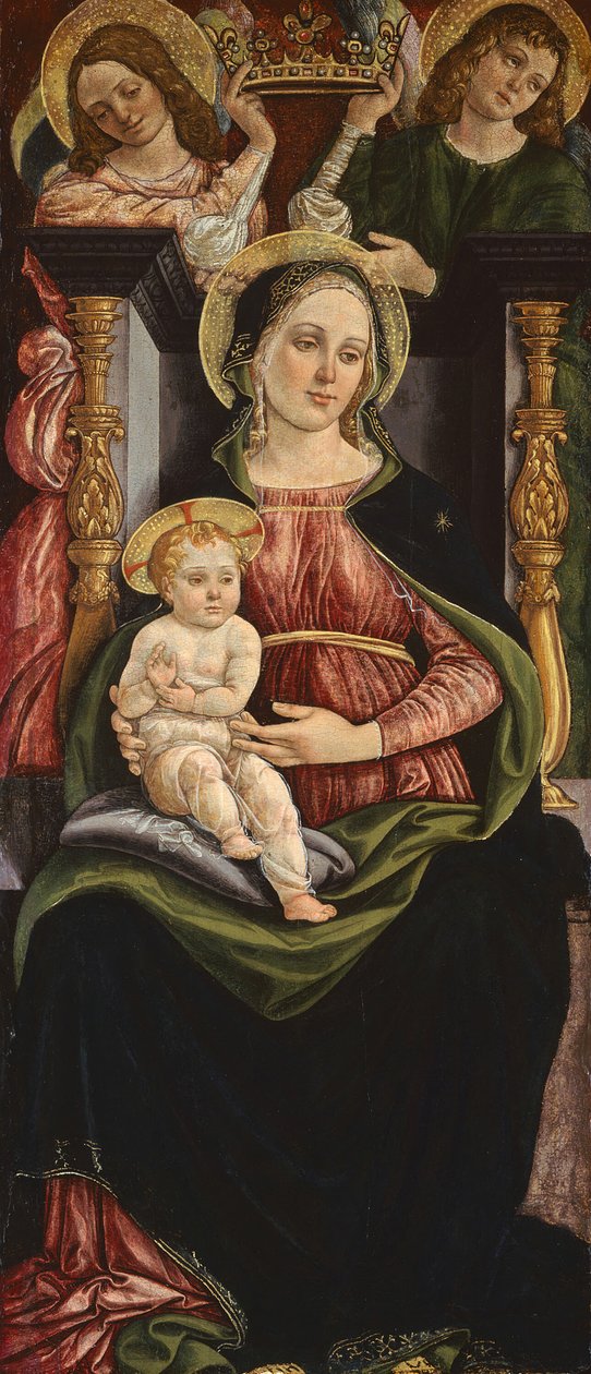 Maagd en Kind op de Troon met Twee Engelen die een Kroon Vasthouden, 1505-1515 door Ansano Ciampanti