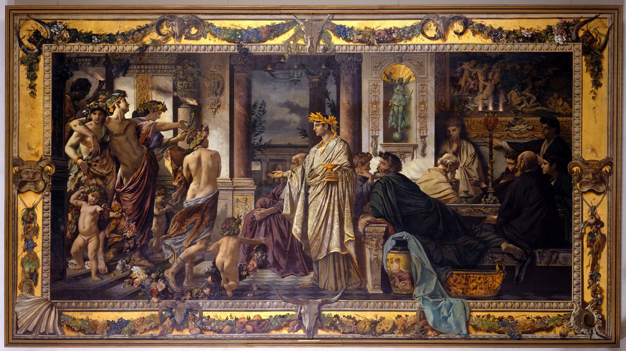 Het banket (naar Plato), tweede versie door Anselm Feuerbach