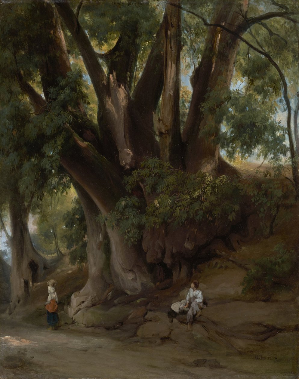 Italiaans boomlandschap (weg bij Albano) door Anselm Feuerbach