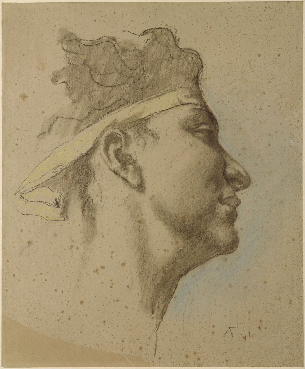 Hoofd van Alkibiades. Studie naar „Het symposion“ van Plato door Anselm Feuerbach