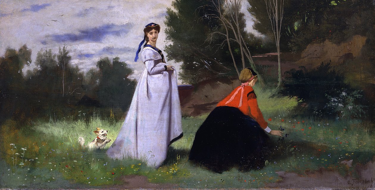 Twee vrouwen in het groen door Anselm Feuerbach