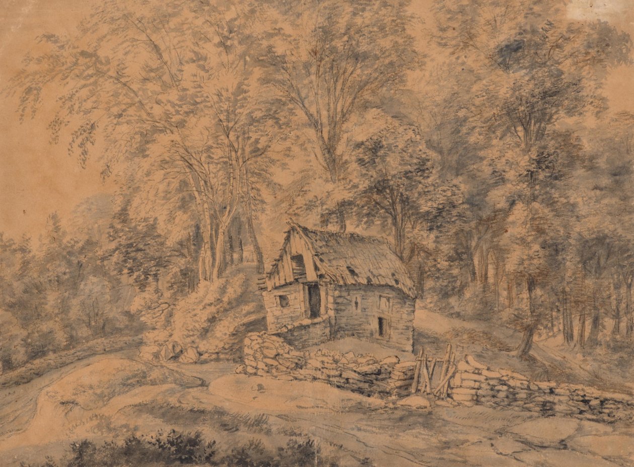 Een hut in het bos door Anthonie Waterloo