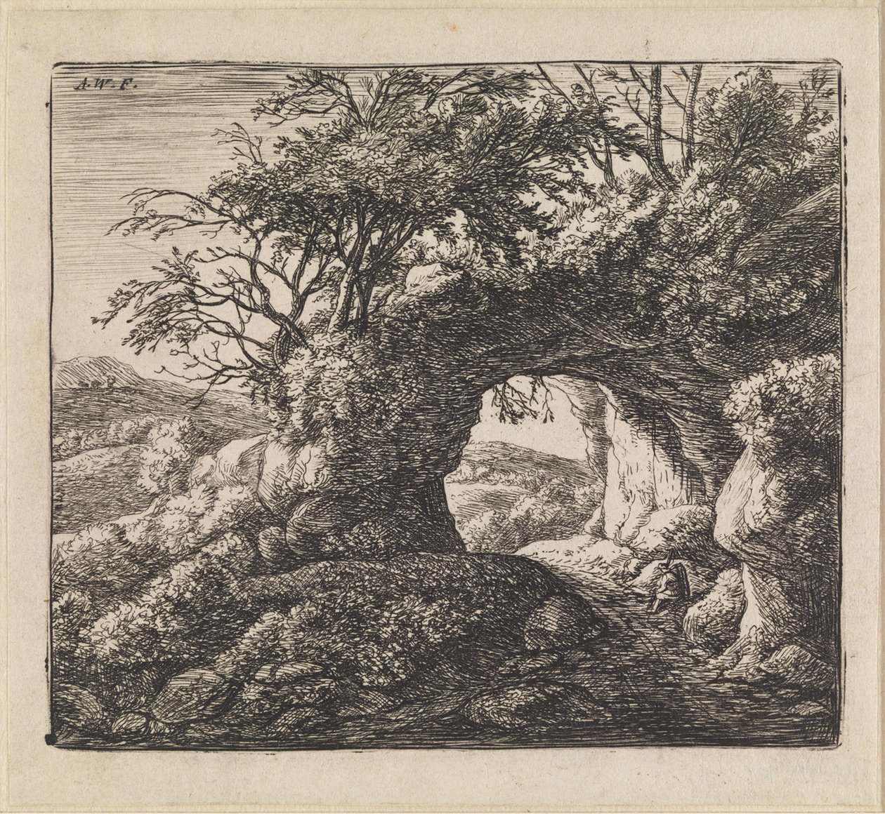 Landschap met paadje door Anthonie Waterloo