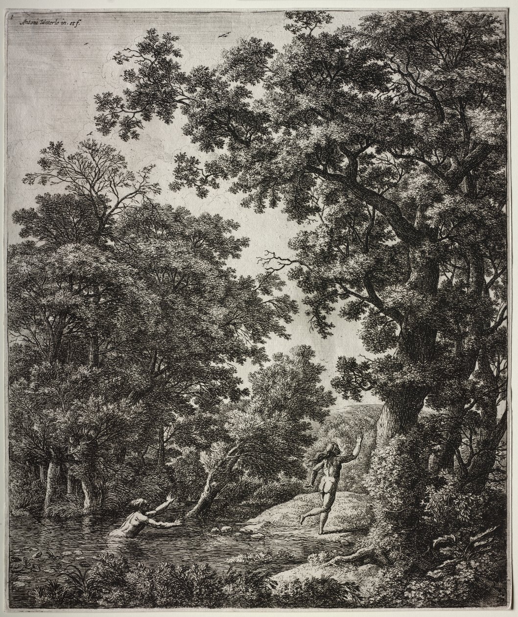 Zes grote staande landschappen met scènes uit Ovidius