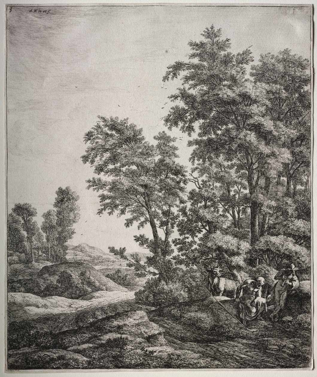 Zes grote staande landschappen met scènes uit Ovidius